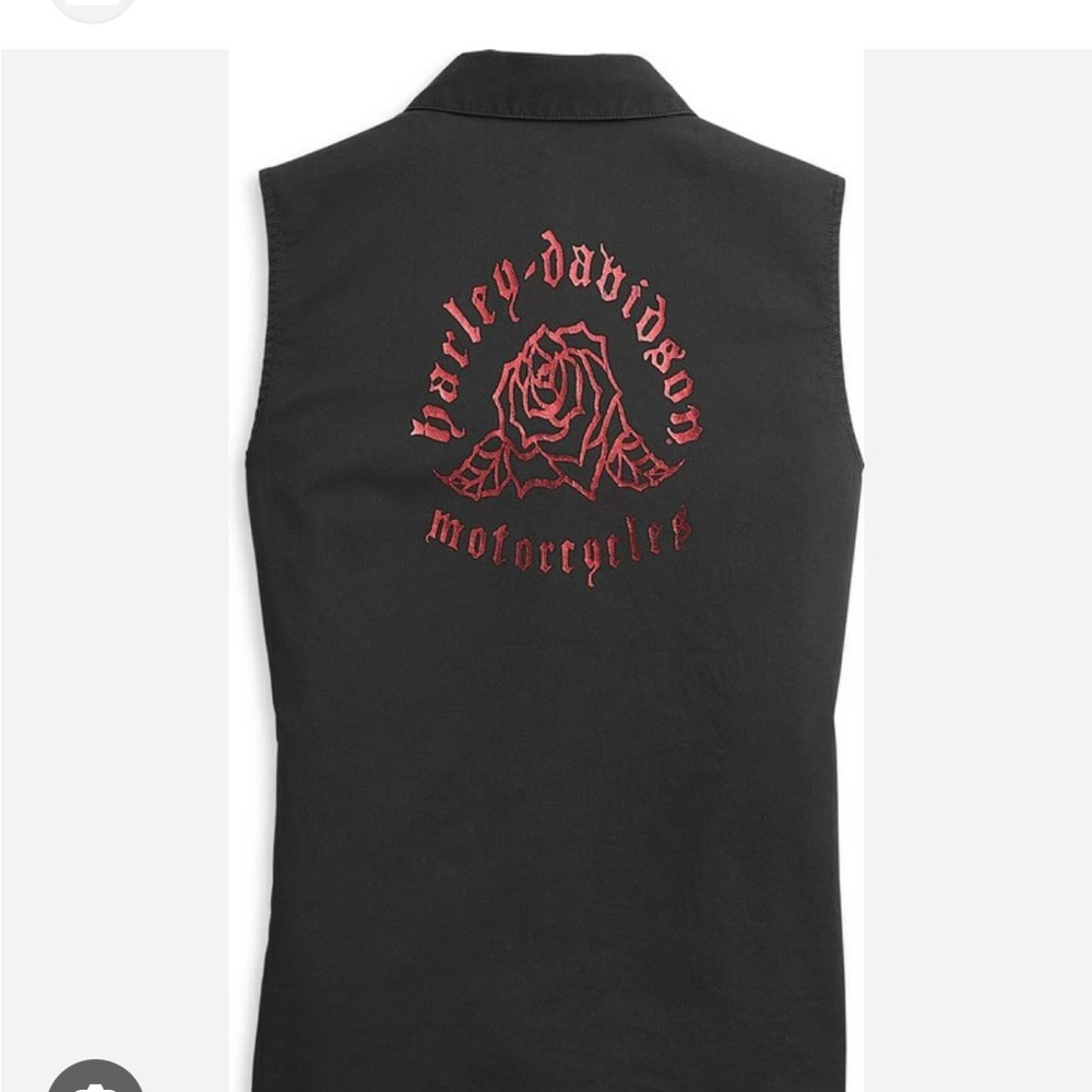 Harley-Davidson Black Vest with Red Rose Motif